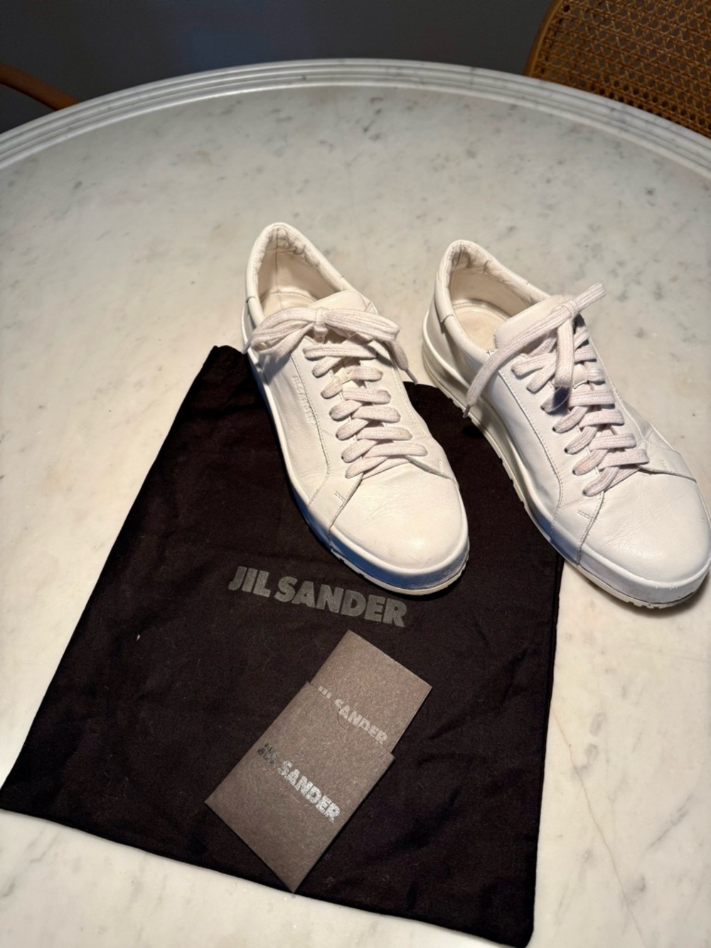 Jil Sander White Leather Low-Top Sneakers women’s size 9